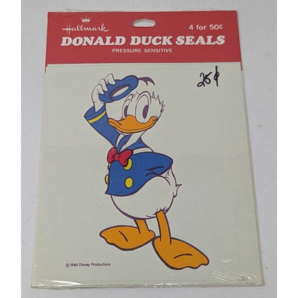 Vintage Hallmark Donald Duck Stickers Seals Walt Disney Productions 80 1980s NEW